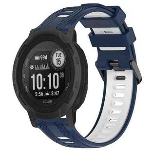 For Garmin Instinct 2 Sports Two-Color Silicone Watch Band(Midnight Blue+White)