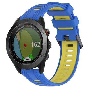 For Garmin Approach S60 Sports Two-Color Silicone Watch Band(Blue+Yellow)