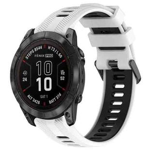For Garmin Fenix 7 Pro Sports Two-Color Silicone Watch Band(White+Black)