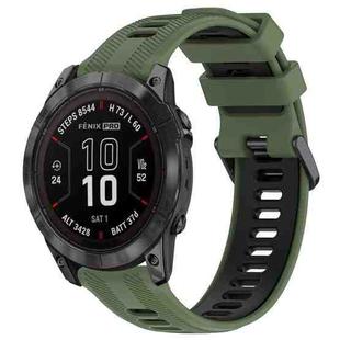 For Garmin Fenix 7 Pro Sports Two-Color Silicone Watch Band(Army Green+Black)