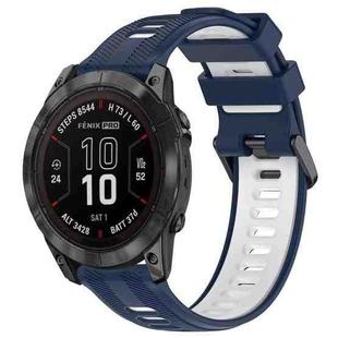 For Garmin Fenix 7 Pro Sports Two-Color Silicone Watch Band(Midnight Blue+White)