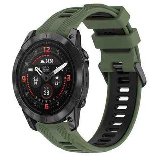 For Garmin EPIX Pro 47mm Sports Two-Color Silicone Watch Band(Army Green+Black)