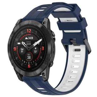 For Garmin EPIX Pro 47mm Sports Two-Color Silicone Watch Band(Midnight Blue+White)