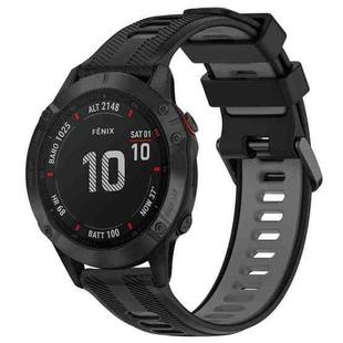 For Garmin Fenix 6 Pro Sports Two-Color Silicone Watch Band(Black+Grey)