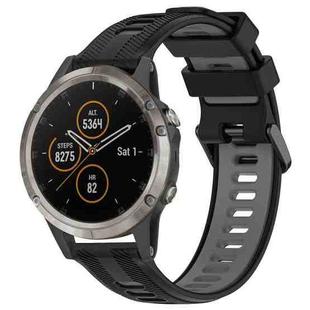 For Garmin Fenix 5 Plus Sports Two-Color Silicone Watch Band(Black+Grey)