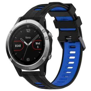 For Garmin Fenix 5 Sports Two-Color Silicone Watch Band(Black+Blue)