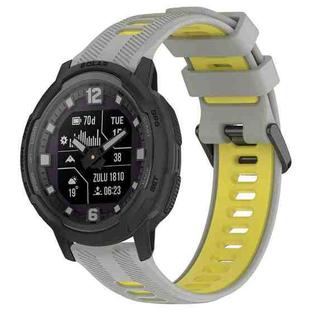 For Garmin Instinct Crossover Sports Two-Color Silicone Watch Band(Grey+Yellow)