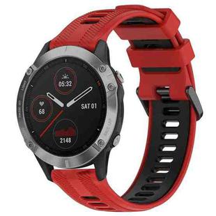 For Garmin Fenix 6 Solar Sports Two-Color Silicone Watch Band(Red+Black)