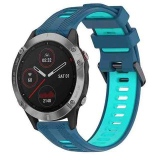 For Garmin Fenix 6 Solar Sports Two-Color Silicone Watch Band(Blue+Teal)