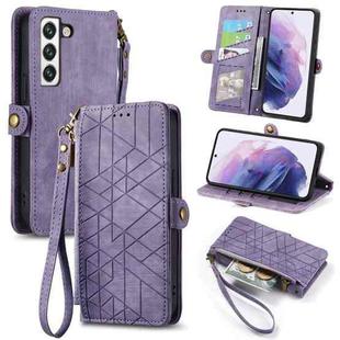 For Samsung Galaxy Note20 Geometric Zipper Wallet Side Buckle Leather Phone Case(Purple)