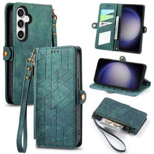 For Samsung Galaxy S23 FE 5G Geometric Zipper Wallet Side Buckle Leather Phone Case(Green)