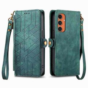 For Samsung Galaxy C55 Geometric Zipper Wallet Side Buckle Leather Phone Case(Green)