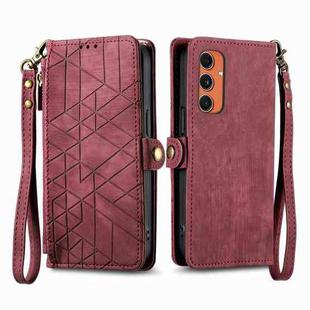 For Samsung Galaxy C55 Geometric Zipper Wallet Side Buckle Leather Phone Case(Red)