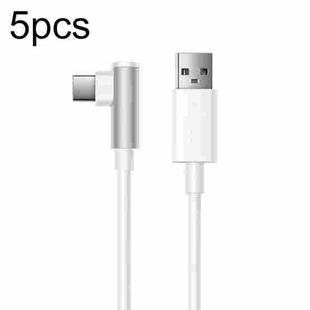 5pcs XJ-93 1m 120W USB to Type-C Elbow Fast Charging Data Cable for vivo and Other Phone(White)