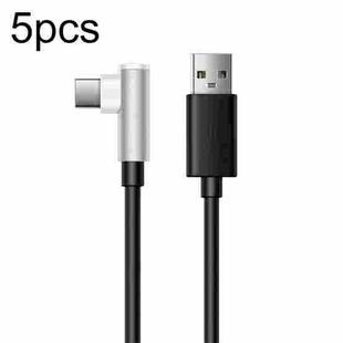 5pcs XJ-94 1m USB to Type-C Elbow Fast Charging Data Cable for Samsung and Other Phone(Black)