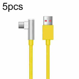 5pcs XJ-95 1m USB to Type-C Elbow Fast Charging Data Cable for Xiaomi and Other Phone(Yellow)