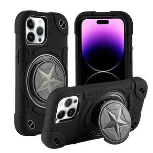 For iPhone 14 Pro Max Shield PC Hybrid Silicone Phone Case(Black)