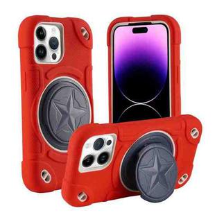 For iPhone 14 Pro Max Shield PC Hybrid Silicone Phone Case(Red)