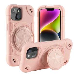For iPhone 14  Shield PC Hybrid Silicone Phone Case(Rose Pink)