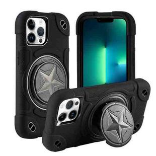 For iPhone 13 Pro Max Shield PC Hybrid Silicone Phone Case(Black)