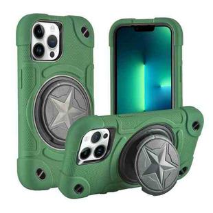 For iPhone 13 Pro Max Shield PC Hybrid Silicone Phone Case(Dark Green+Black)