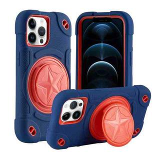 For iPhone 12 Pro Max Shield PC Hybrid Silicone Phone Case(Navy+Red)