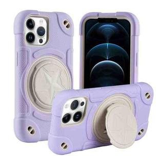 For iPhone 12 Pro Max Shield PC Hybrid Silicone Phone Case(Rero Purple+White)