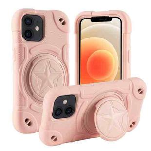 For iPhone 12 Shield PC Hybrid Silicone Phone Case(Rose Pink)