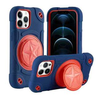 For iPhone 12 Pro  Shield PC Hybrid Silicone Phone Case(Navy+Red)