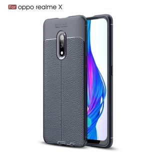 Litchi Texture TPU Shockproof Case for OPPO Realme X(Navy Blue)