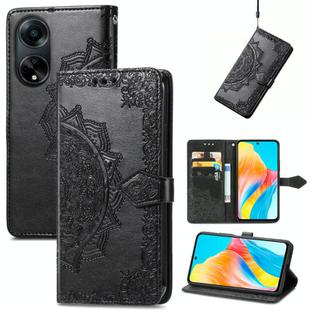 For OPPO A98 Mandala Flower Embossed Leather Phone Case(Black)