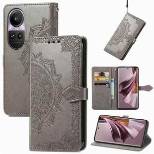 For OPPO Reno10 Pro 5G Mandala Flower Embossed Leather Phone Case(Gray)