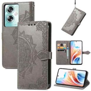 For OPPO A79 5G / A2 5G Mandala Flower Embossed Leather Phone Case(Gray)