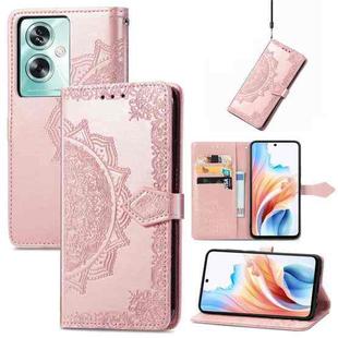 For OPPO A79 Mandala Flower Embossed Leather Phone Case(Rose Gold)