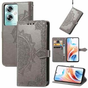 For OPPO A79 Mandala Flower Embossed Leather Phone Case(Gray)