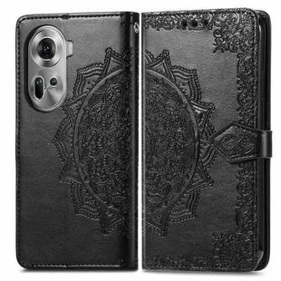 For OPPO Reno11 EU Mandala Flower Embossed Leather Phone Case(Black)