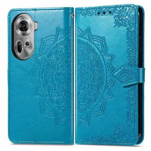 For OPPO Reno11 EU Mandala Flower Embossed Leather Phone Case(Blue)