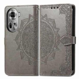 For OPPO Reno11 EU Mandala Flower Embossed Leather Phone Case(Gray)