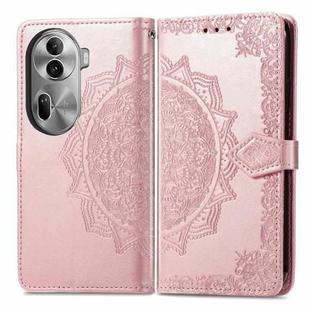 For OPPO Reno11 Pro EU Mandala Flower Embossed Leather Phone Case(Rose Gold)