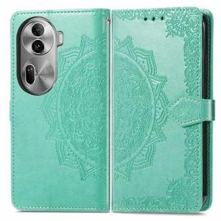 For OPPO Reno11 Pro EU Mandala Flower Embossed Leather Phone Case(Green)