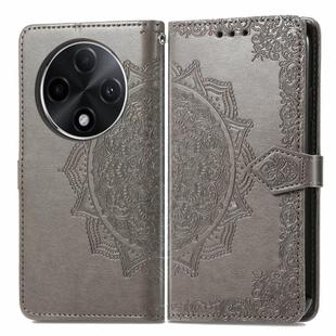 For OPPO A3 Pro Mandala Flower Embossed Leather Phone Case(Gray)