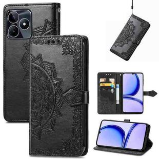 For Realme C53 Mandala Flower Embossed Leather Phone Case(Black)