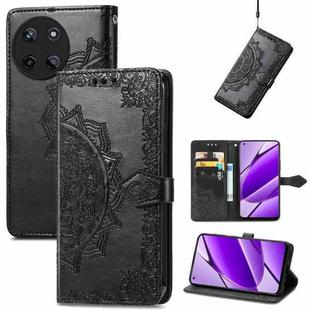For Realme 11 4G Global Mandala Flower Embossed Leather Phone Case(Black)