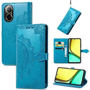 For Realme C67 4G Mandala Flower Embossed Leather Phone Case(Blue)