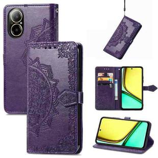 For Realme C67 4G Mandala Flower Embossed Leather Phone Case(Purple)