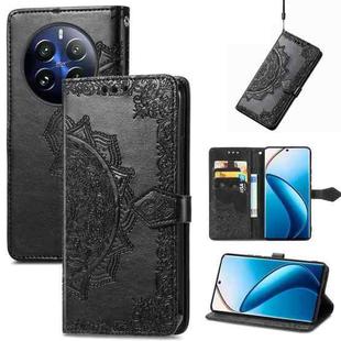 For Realme 12 Pro Mandala Flower Embossed Leather Phone Case(Black)