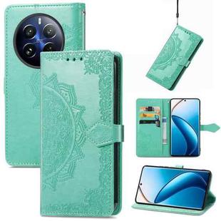For Realme 12 Pro Mandala Flower Embossed Leather Phone Case(Green)
