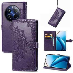 For Realme 12 Pro Mandala Flower Embossed Leather Phone Case(Purple)