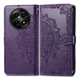For  Realme 12 Mandala Flower Embossed Leather Phone Case(Purple)