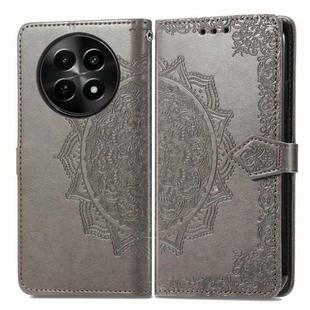 For  Realme 12 Mandala Flower Embossed Leather Phone Case(Gray)